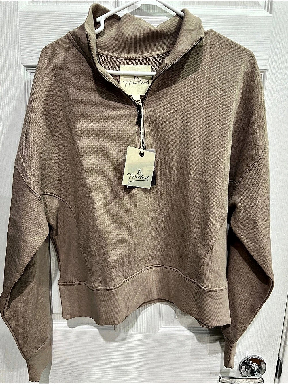 Marais Chamam Quarter-Zip Sweatshirt in Brown Size Small NWT